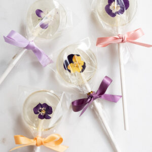 12 small handmade edible flower lollipops